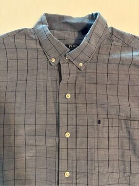 Izod Men's Light Blue Windowpane Button-Down Shirt